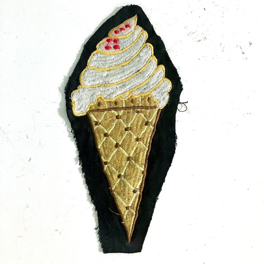 Vintage 70’s large embroidered ice cream cone novelty patch
